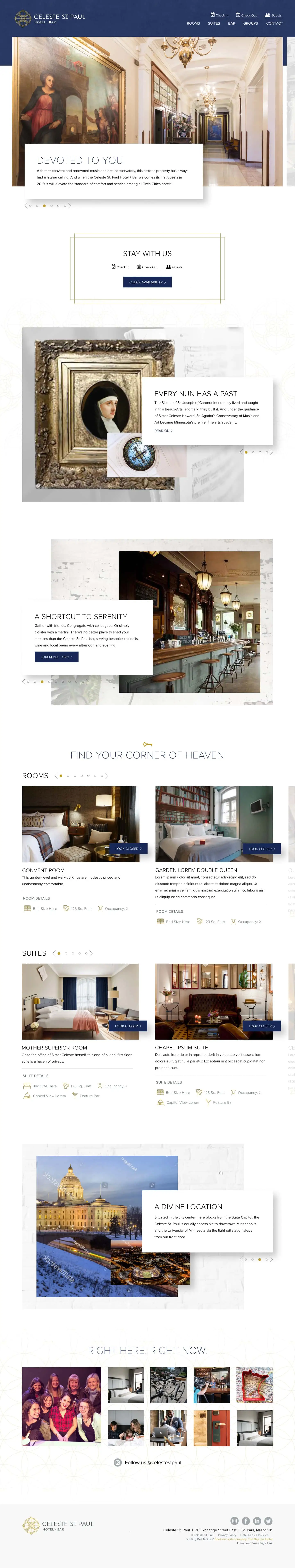 Celeste Hotel and Bar homepage design