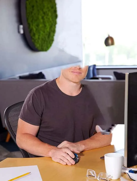 A layered photo of the designer