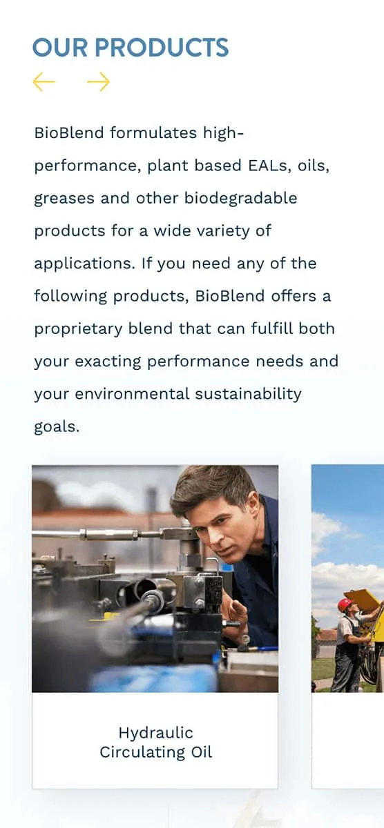 Bioblend mobile homepage design