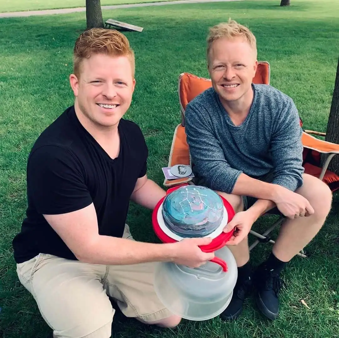Matthew Sandahl with his twin brother