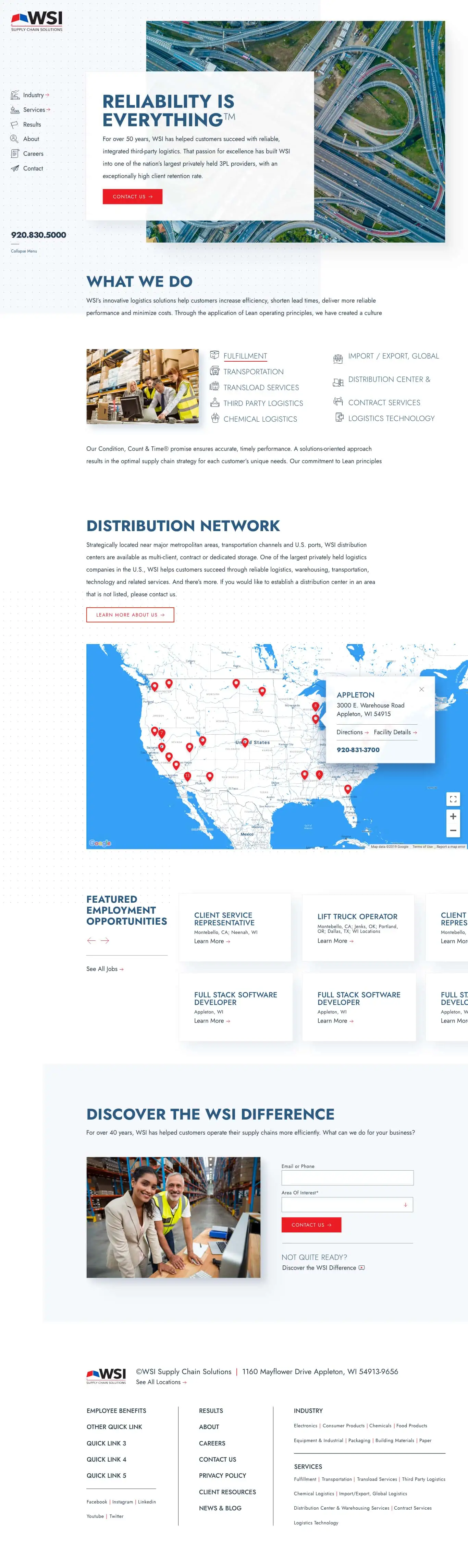 WSI Solutions homepage design